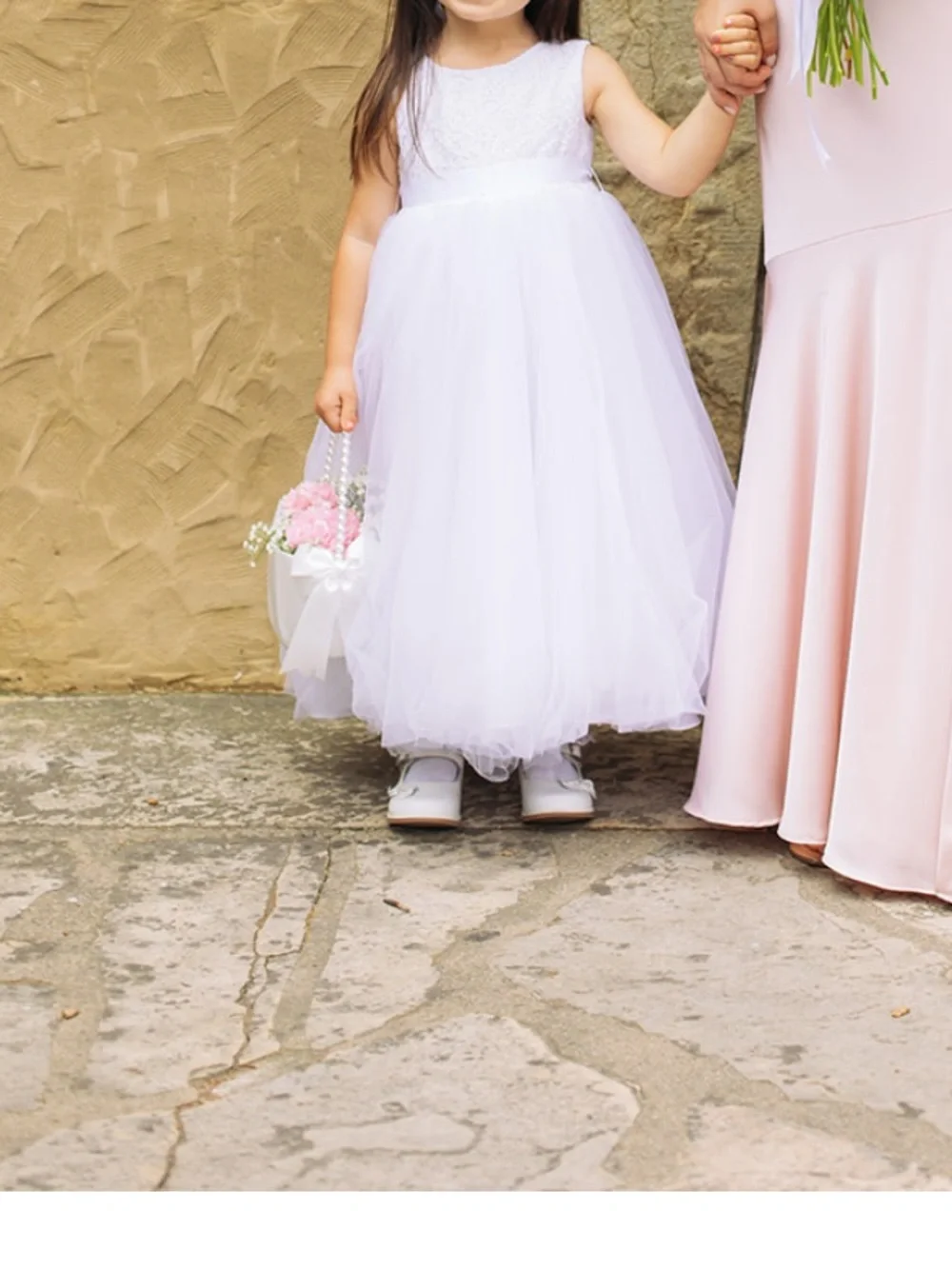 David’s Bridal Ball Gown Flower Girl Dress with Heart Cutout STYLE# RK1368